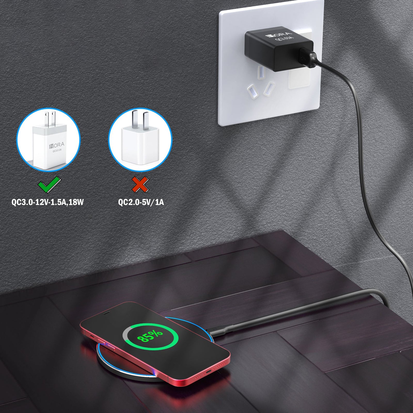 1 Hora Wireless Charger Fast Charging 15W GAR151