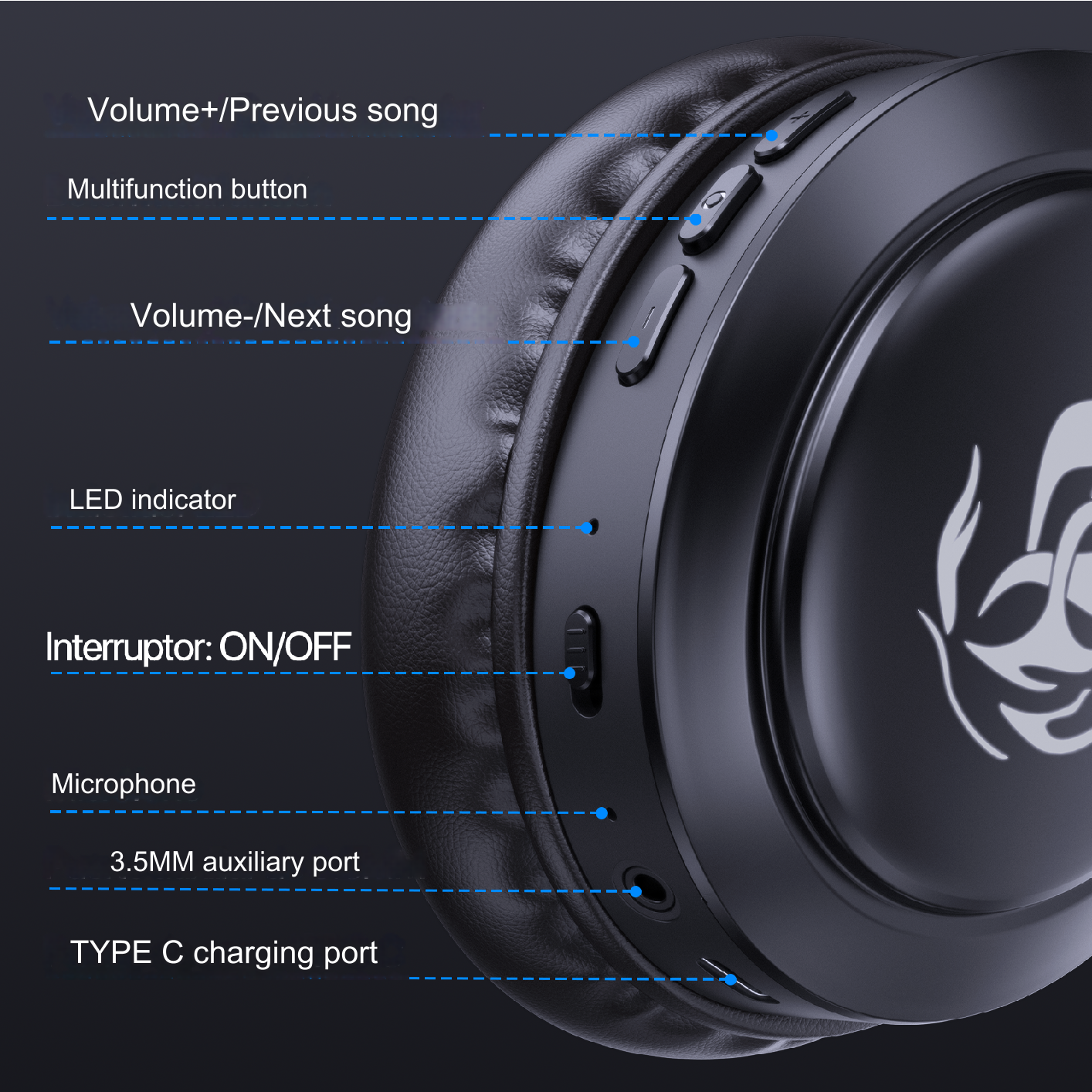 1Hora Bluetooth Headband Gamer Audiophones AUT202